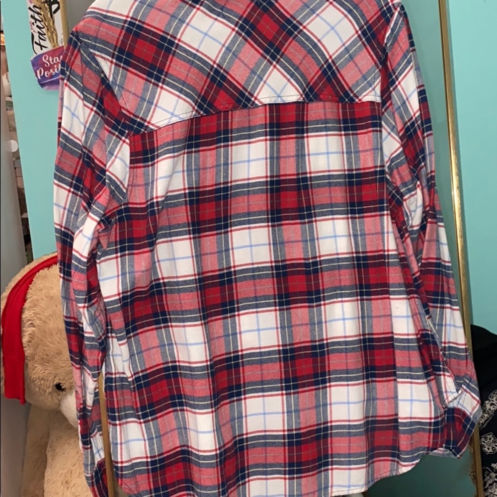 Red & Blue plaid button down - Picture 4 of 4